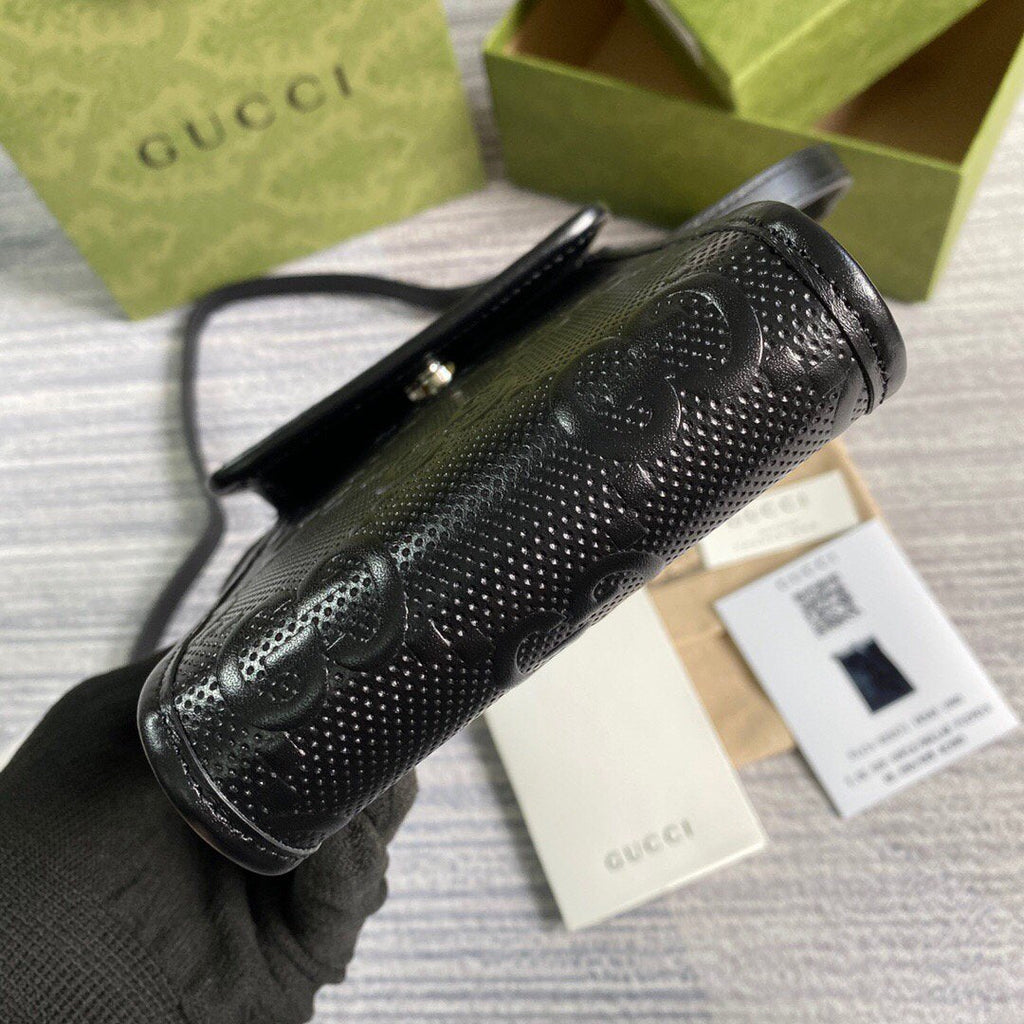 Gucci 625571 GG Embossed Mini Bag Black