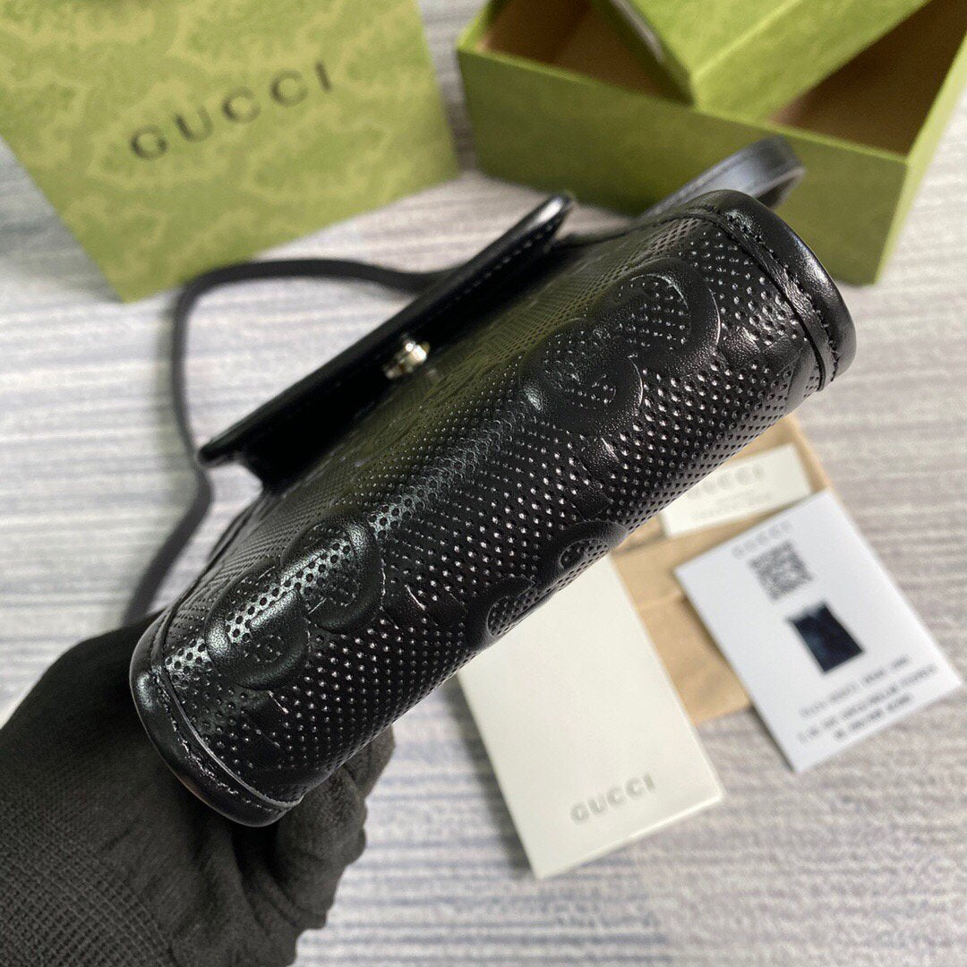 Gucci 625571 GG Embossed Mini Bag Black