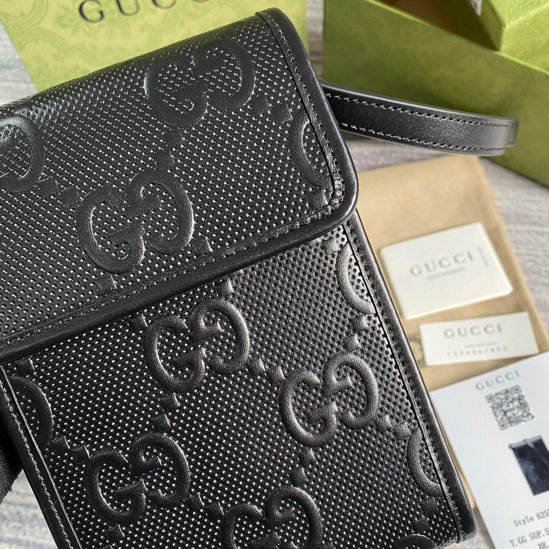 Gucci 625571 GG Embossed Mini Bag Black