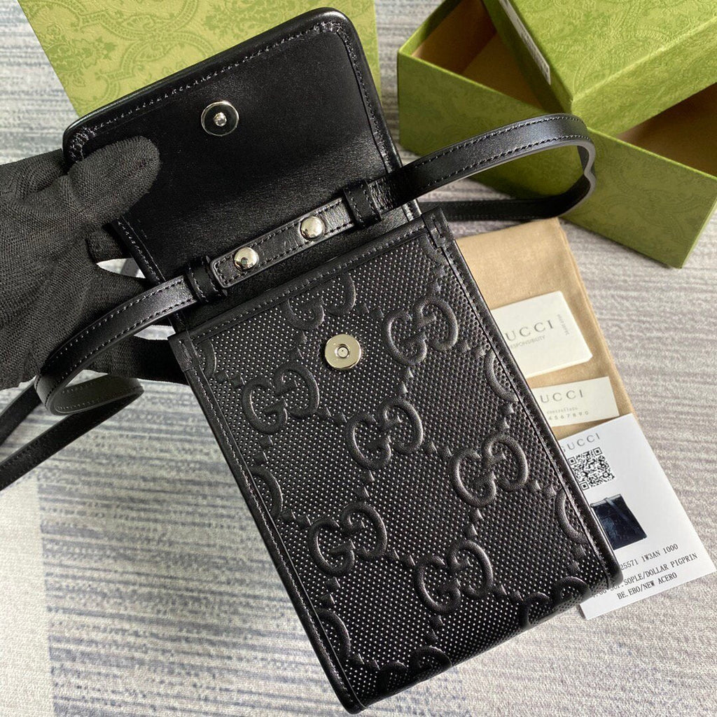 Gucci 625571 GG Embossed Mini Bag Black