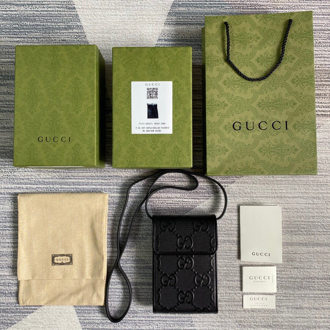 Gucci 625571 GG Embossed Mini Bag Black