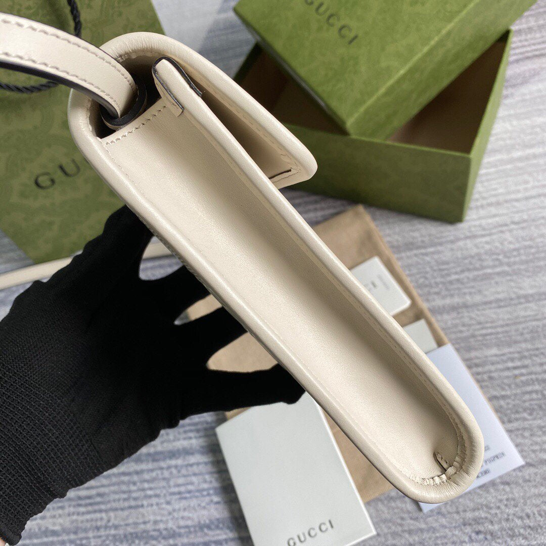 Gucci 625571 GG Embossed Mini Bag White