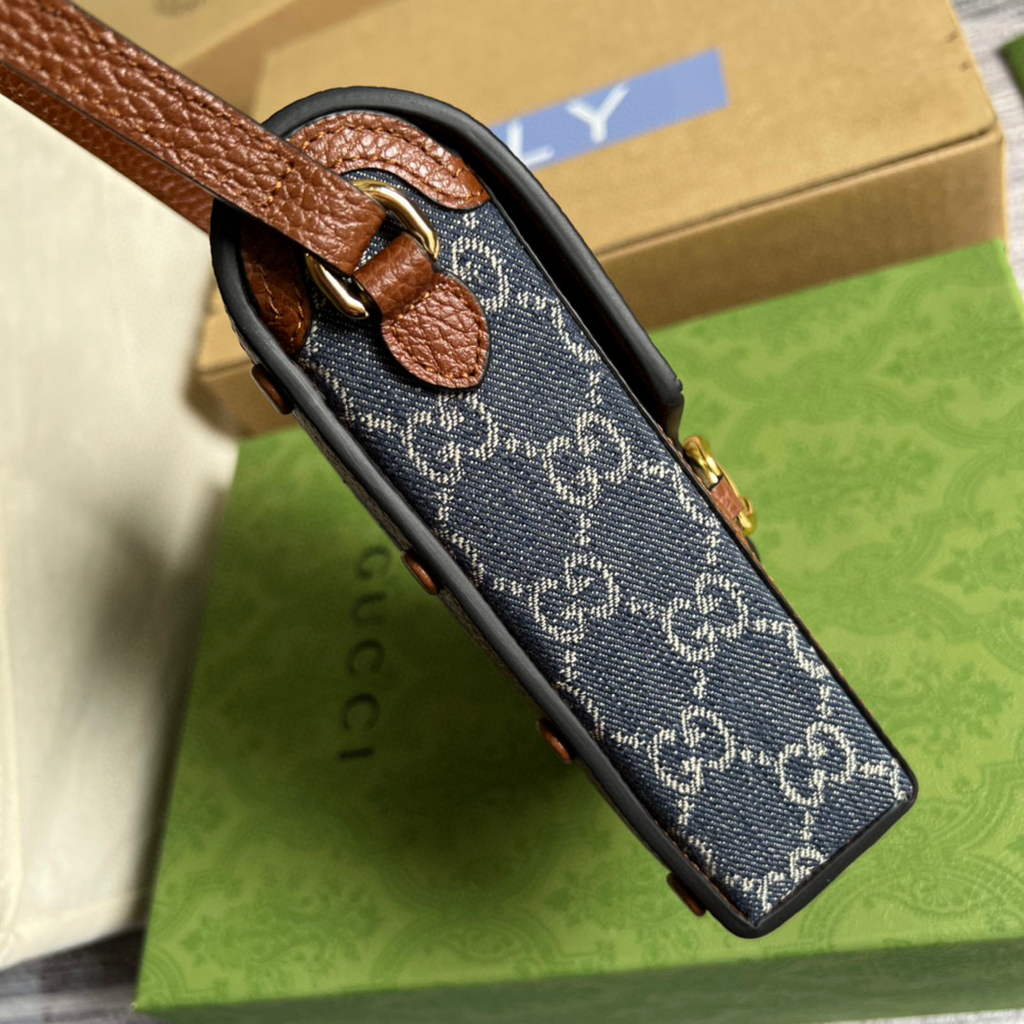 Gucci 625615 Gucci Horsebit 1955 Mini Bag Navy blue Brown
