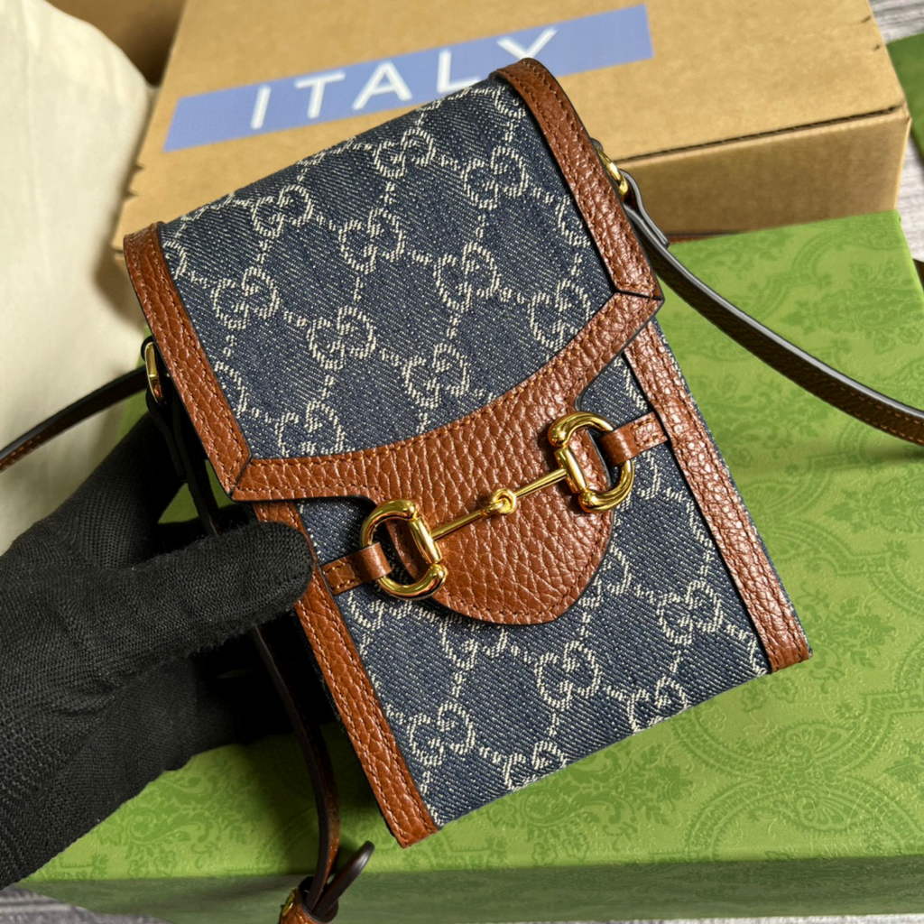 Gucci 625615 Gucci Horsebit 1955 Mini Bag Navy blue Brown