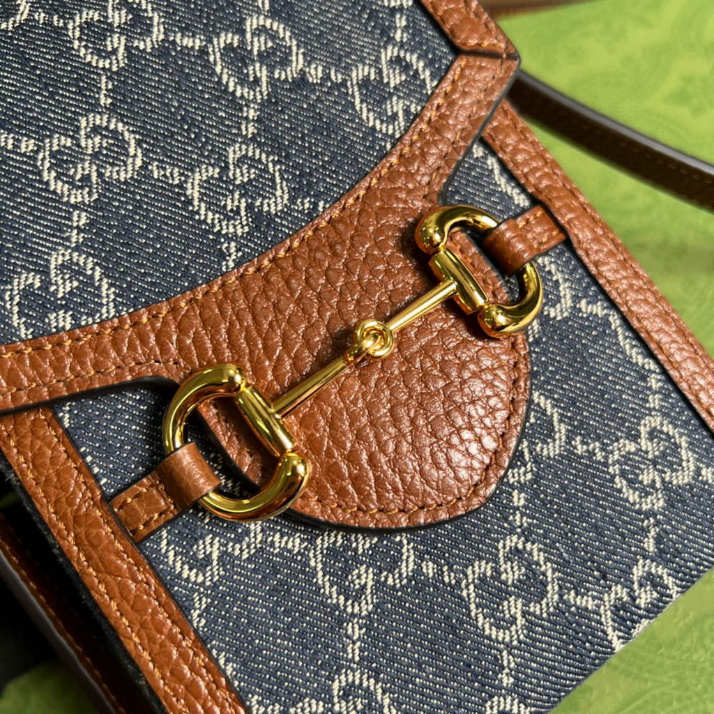 Gucci 625615 Gucci Horsebit 1955 Mini Bag Navy blue Brown