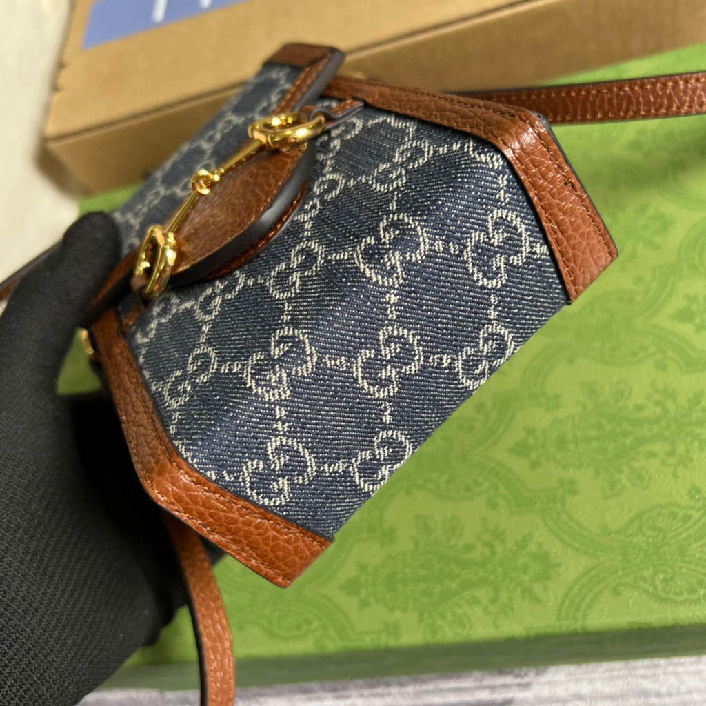 Gucci 625615 Gucci Horsebit 1955 Mini Bag Navy blue Brown