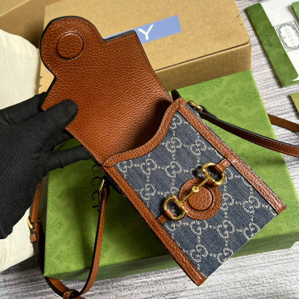 Gucci 625615 Gucci Horsebit 1955 Mini Bag Navy blue Brown