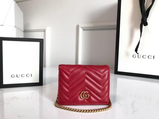 Gucci 625693 GG Marmont Card Case Wallet Red - luxibagsmall
