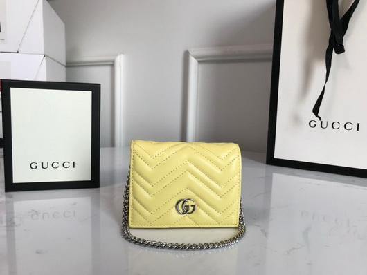 Gucci 625693 GG Marmont Card Case Wallet Yellow - luxibagsmall