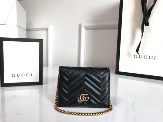 Gucci 625693 GG Marmont Card Case Wallet Black - luxibagsmall