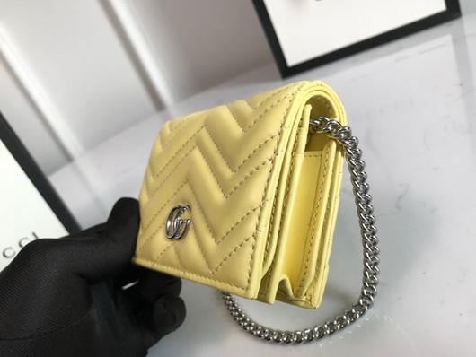Gucci 625693 GG Marmont Card Case Wallet Yellow - luxibagsmall