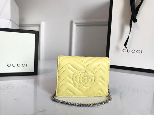 Gucci 625693 GG Marmont Card Case Wallet Yellow - luxibagsmall