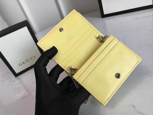Gucci 625693 GG Marmont Card Case Wallet Yellow - luxibagsmall