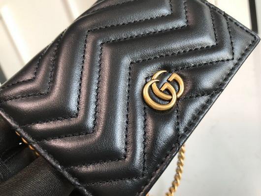 Gucci 625693 GG Marmont Card Case Wallet Black - luxibagsmall