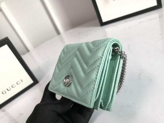 Gucci 625693 GG Marmont Card Case Wallet Green - luxibagsmall