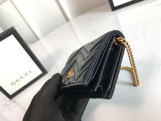 Gucci 625693 GG Marmont Card Case Wallet Black - luxibagsmall
