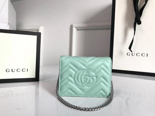 Gucci 625693 GG Marmont Card Case Wallet Green - luxibagsmall