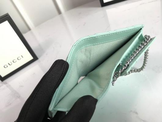 Gucci 625693 GG Marmont Card Case Wallet Green - luxibagsmall