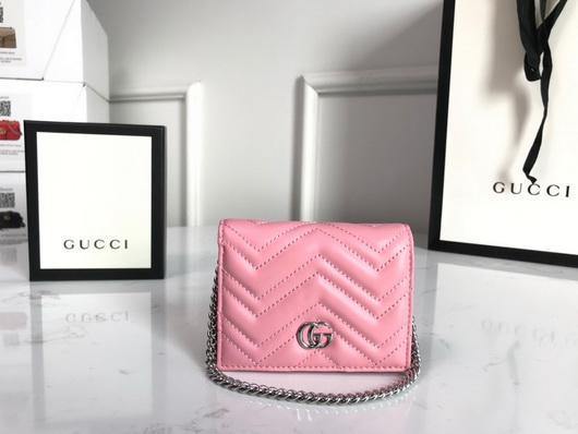Gucci 625693 GG Marmont Card Case Wallet Pink - luxibagsmall