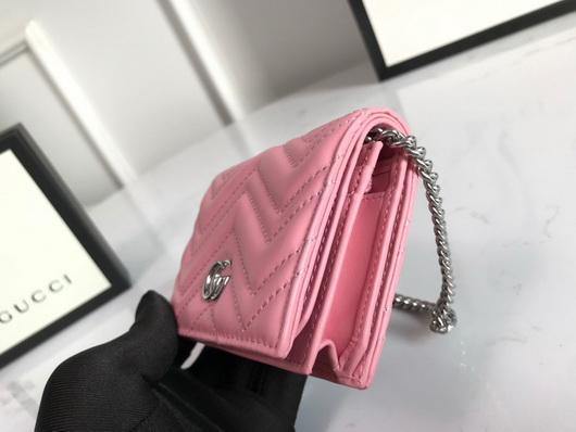 Gucci 625693 GG Marmont Card Case Wallet Pink - luxibagsmall