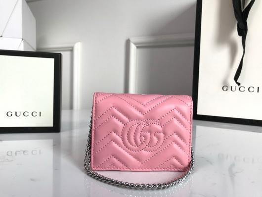 Gucci 625693 GG Marmont Card Case Wallet Pink - luxibagsmall