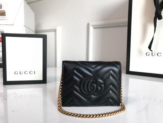 Gucci 625693 GG Marmont Card Case Wallet Black - luxibagsmall