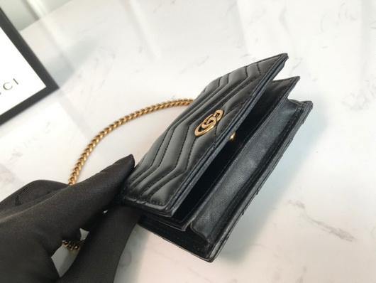 Gucci 625693 GG Marmont Card Case Wallet Black - luxibagsmall