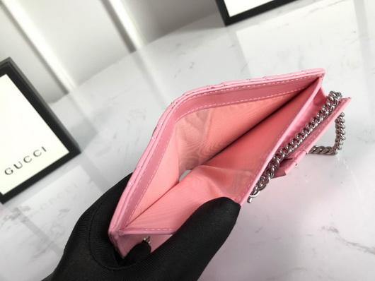 Gucci 625693 GG Marmont Card Case Wallet Pink - luxibagsmall