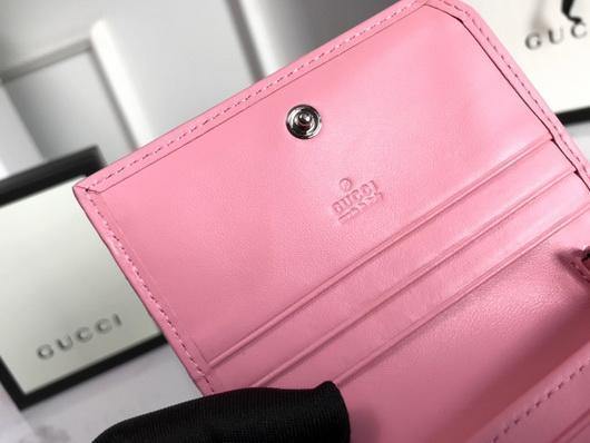 Gucci 625693 GG Marmont Card Case Wallet Pink - luxibagsmall