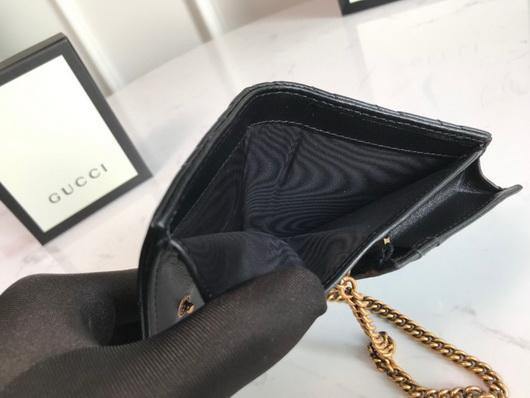 Gucci 625693 GG Marmont Card Case Wallet Black - luxibagsmall