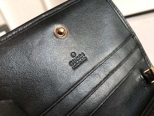 Gucci 625693 GG Marmont Card Case Wallet Black - luxibagsmall