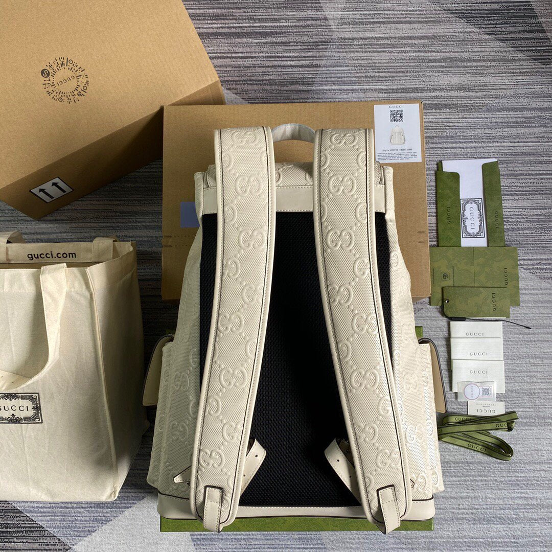 Gucci 625770 GG Embossed Backpack White