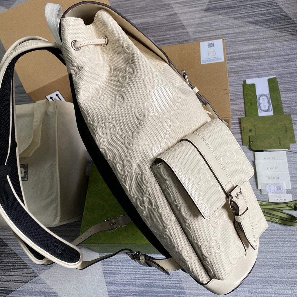 Gucci 625770 GG Embossed Backpack White