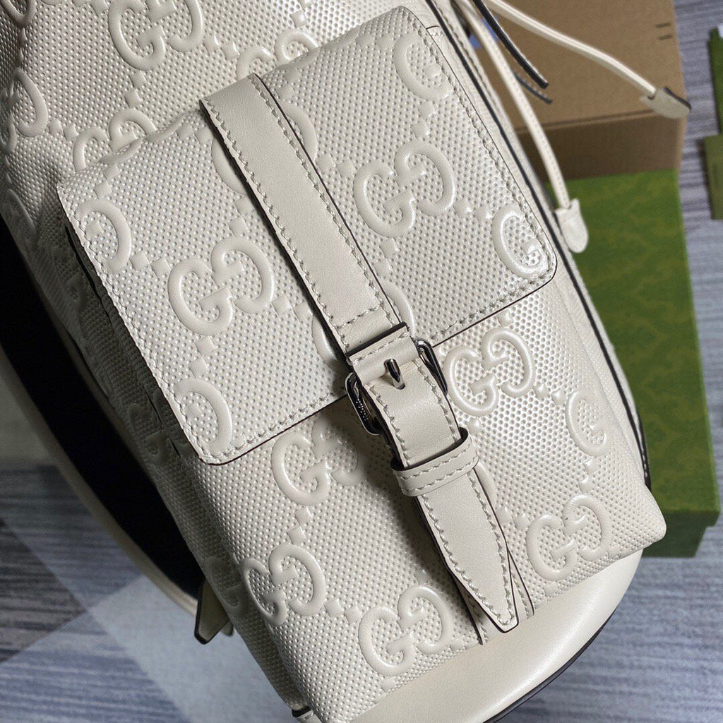 Gucci 625770 GG Embossed Backpack White