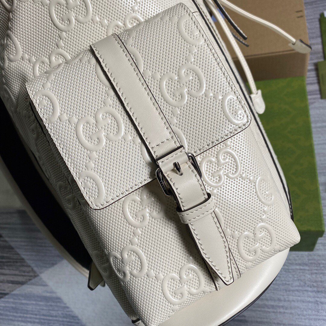 Gucci 625770 GG Embossed Backpack White