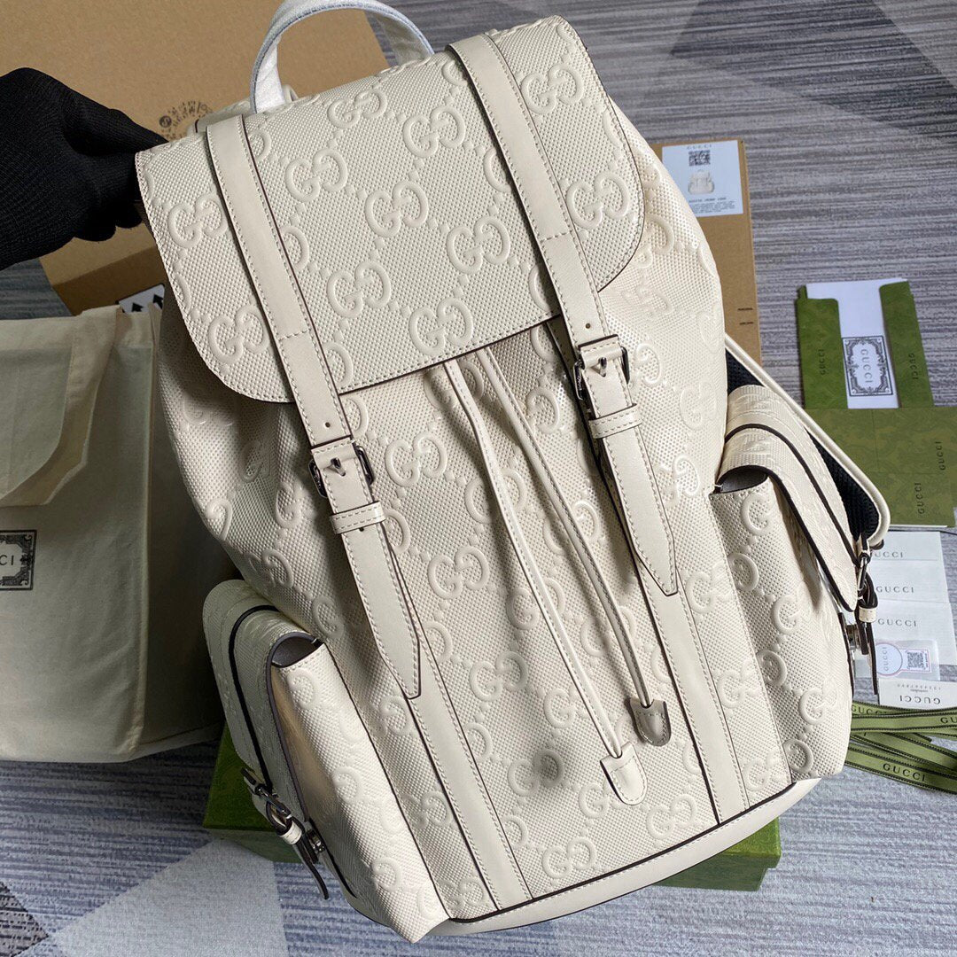 Gucci 625770 GG Embossed Backpack White