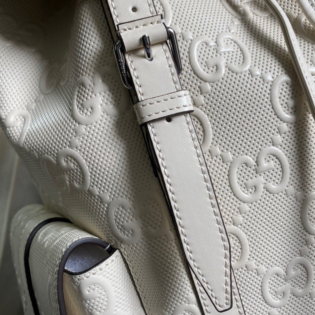 Gucci 625770 GG Embossed Backpack White