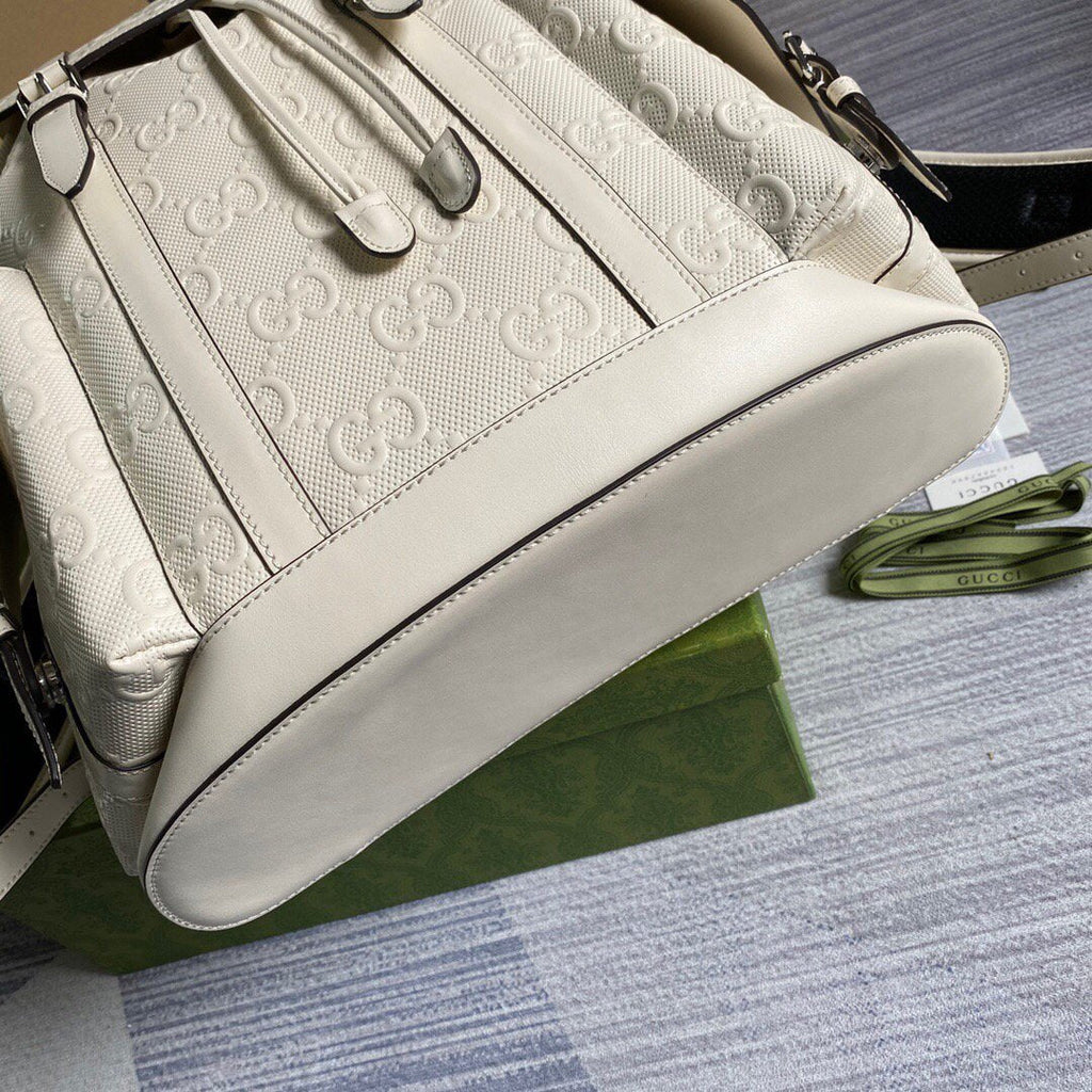Gucci 625770 GG Embossed Backpack White