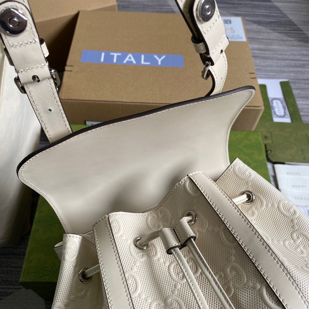 Gucci 625770 GG Embossed Backpack White