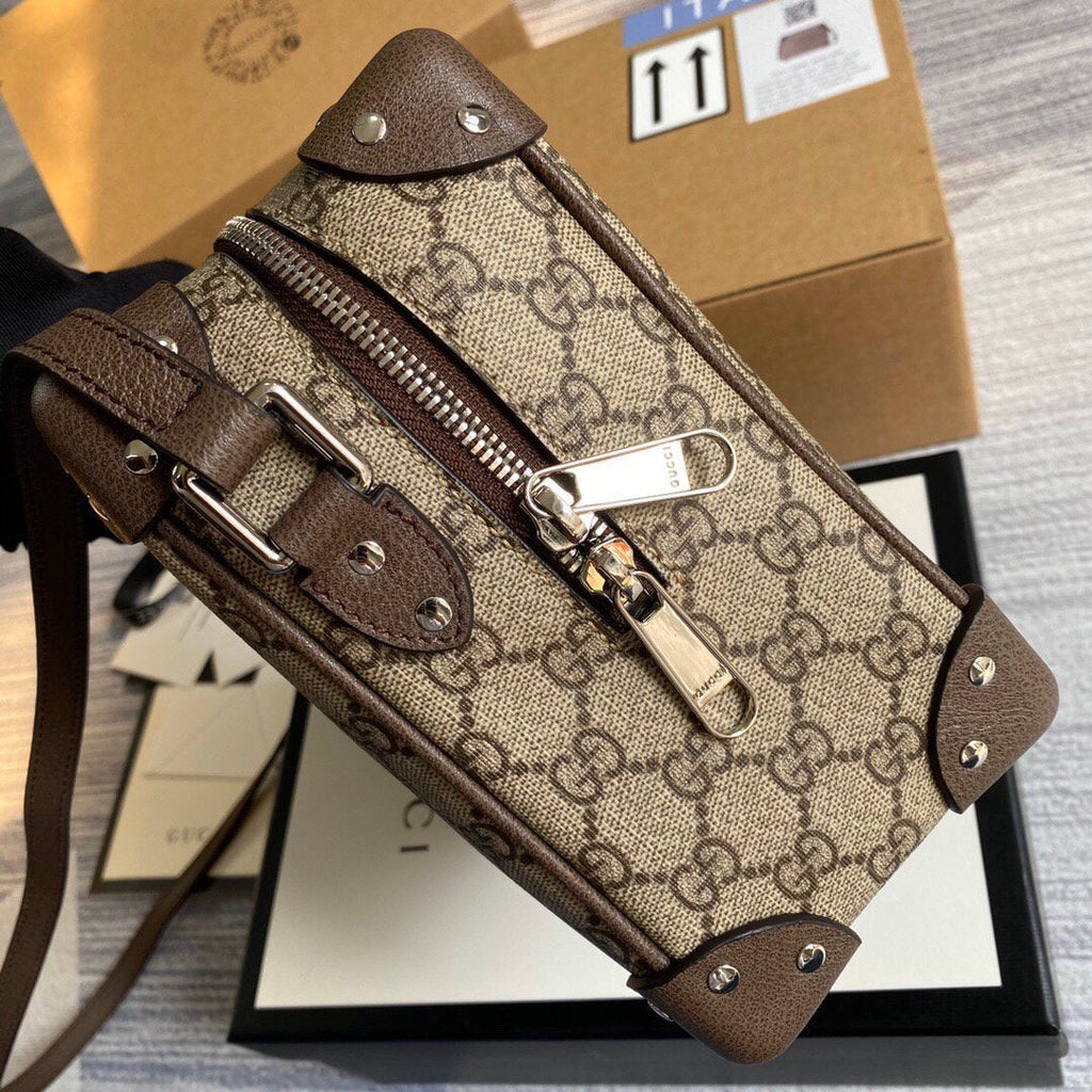 Gucci 626363 GG Shoulder Bag With Leather Details Beige/Ebony