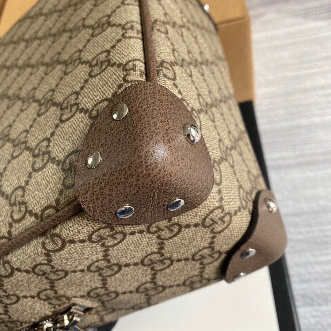 Gucci 626363 GG Shoulder Bag With Leather Details Beige/Ebony