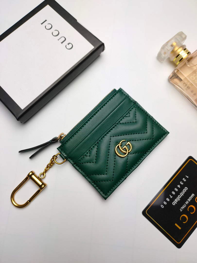 Gucci 627064 GG Marmont Keychain Wallet Green - Default Title - View 1