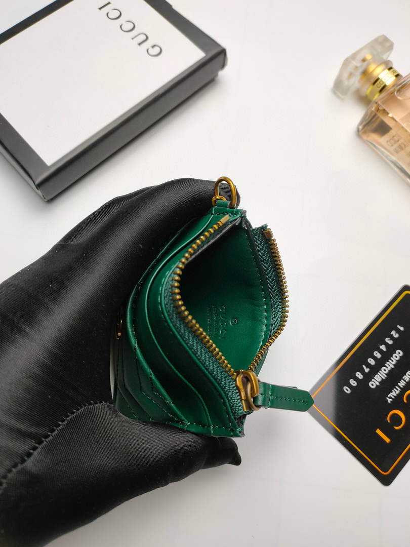 Gucci 627064 GG Marmont Keychain Wallet Green
