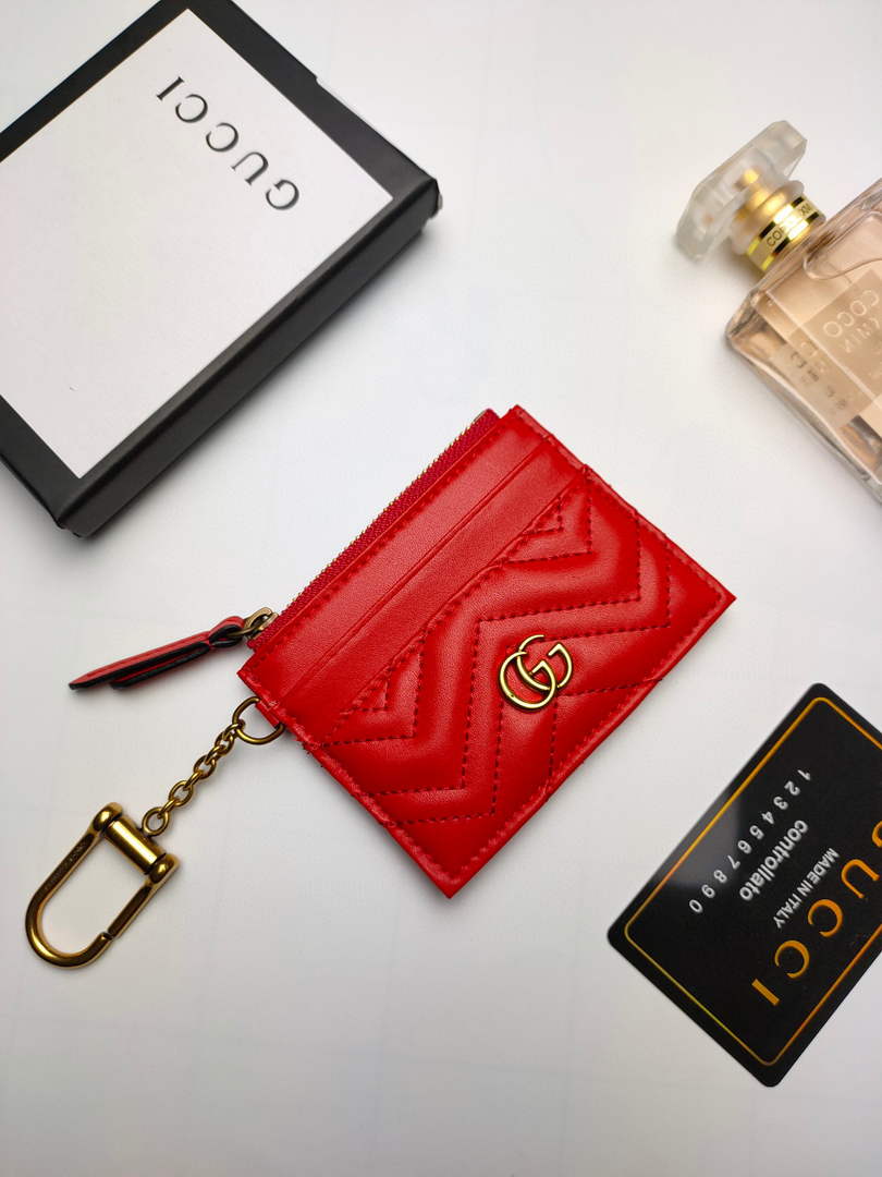 Gucci 627064 GG Marmont Keychain Wallet Red - Default Title - View 1