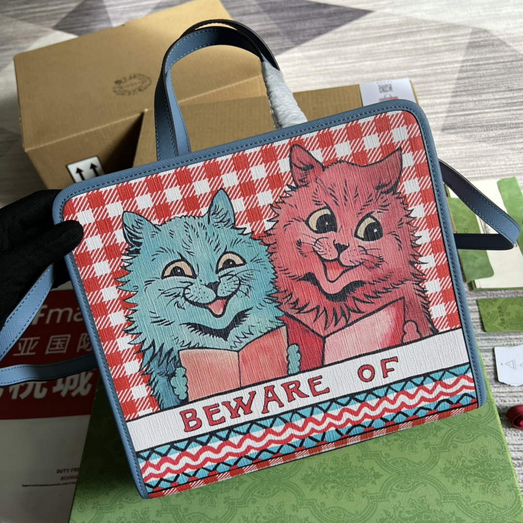 Gucci 630542 Children's Kitten Print Tote Bag