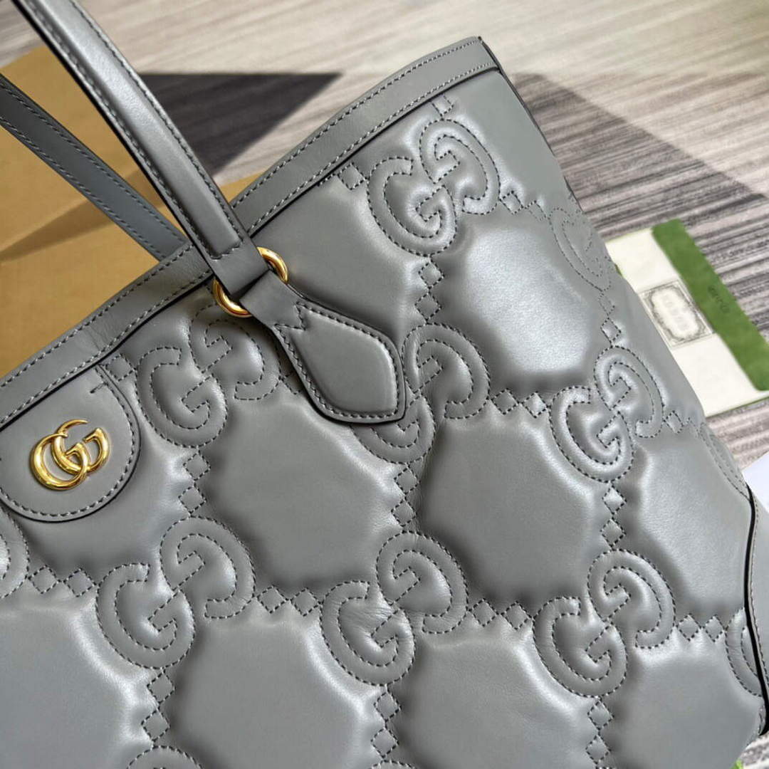 Gucci 631685 GG matelass¨¦ leather medium tote Bag Gray