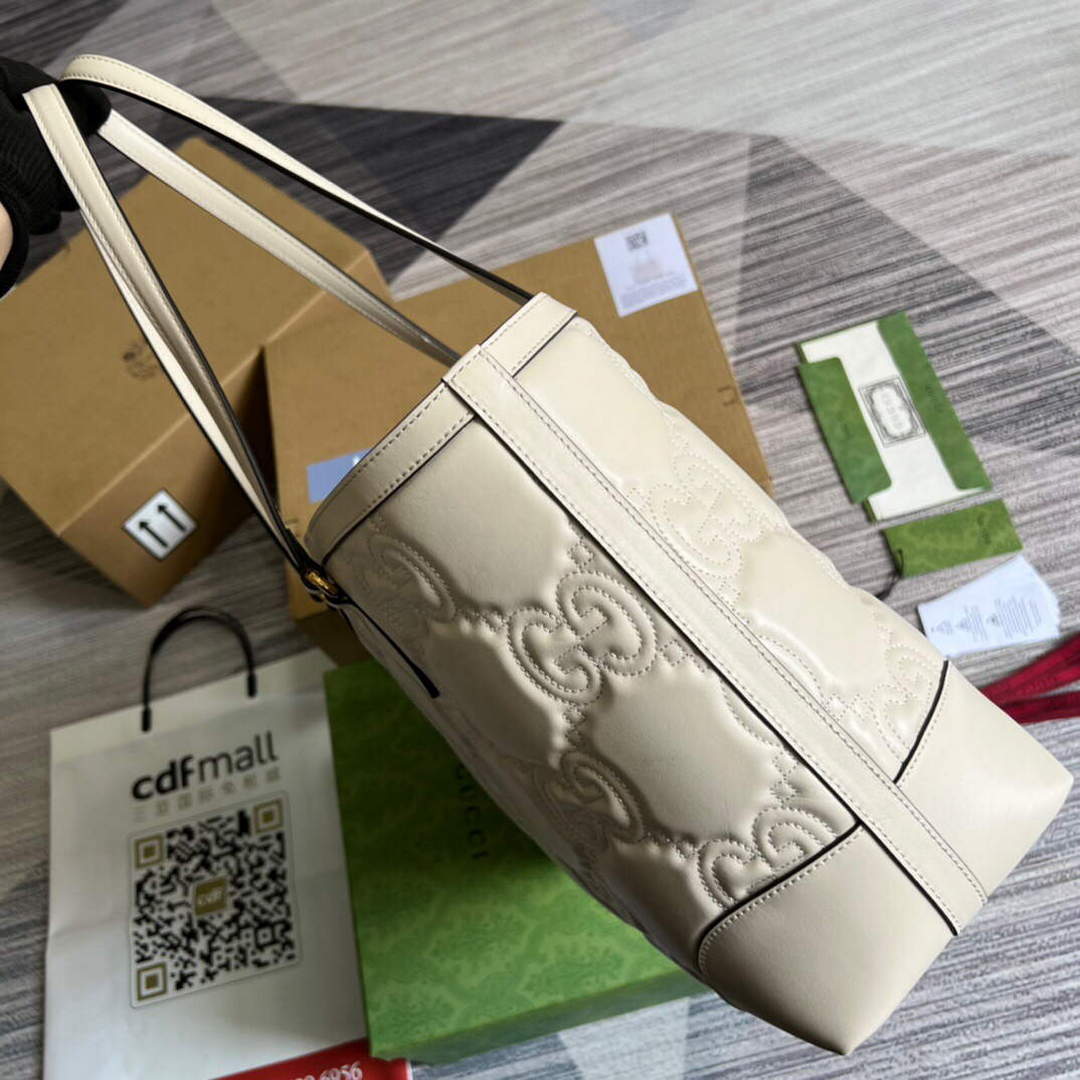 Gucci 631685 GG matelass¨¦ leather medium tote Bag White