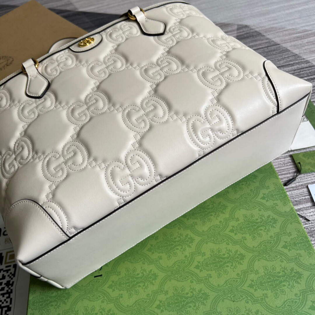 Gucci 631685 GG matelass¨¦ leather medium tote Bag White