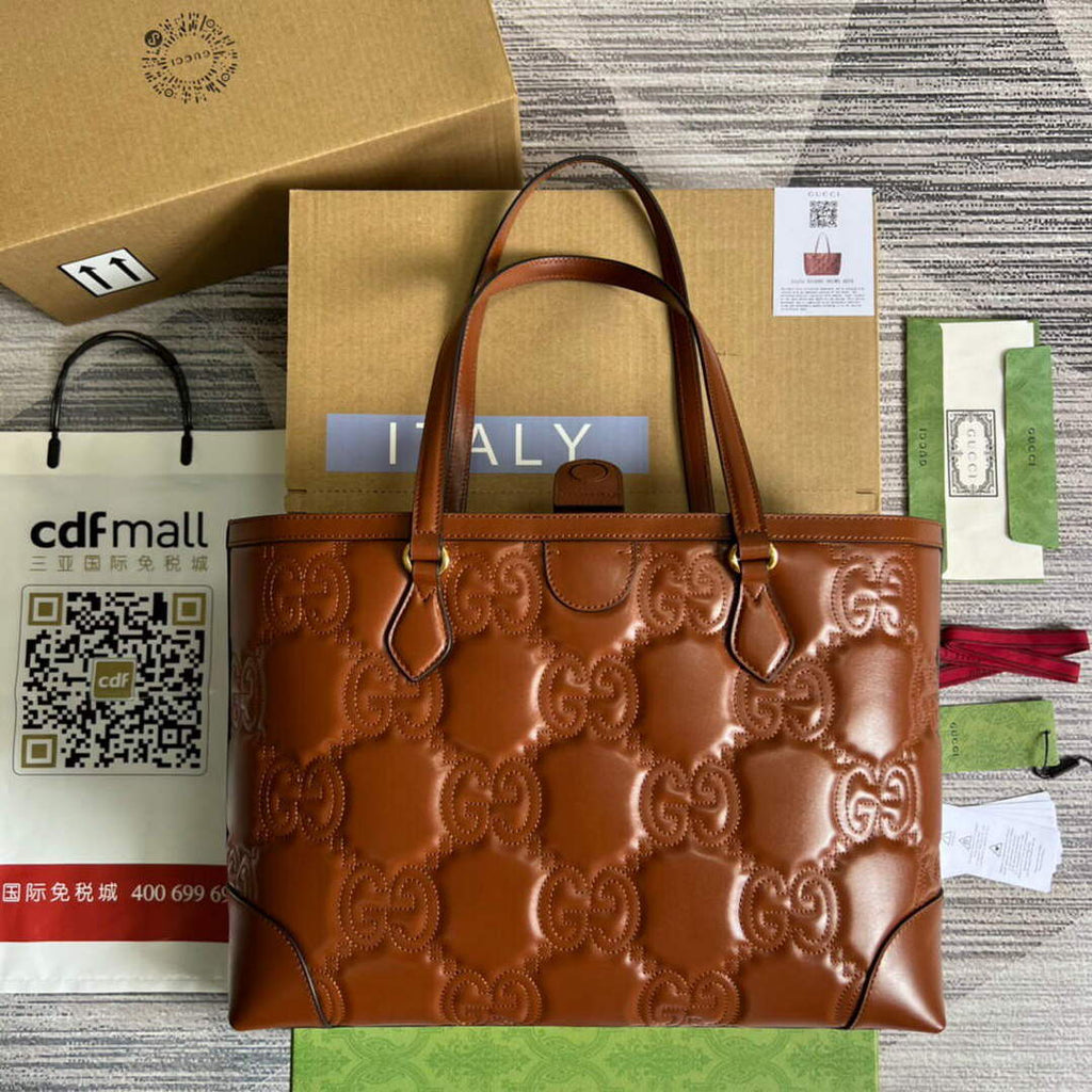 Gucci 631685 GG matelass¨¦ leather medium tote Bag Light brown