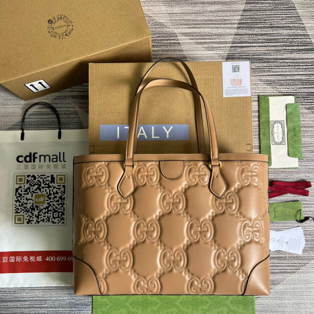 Gucci 631685 GG matelass¨¦ leather medium tote Bag Beige